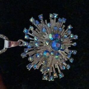 AB Crystal Snowflake Pendant Necklace